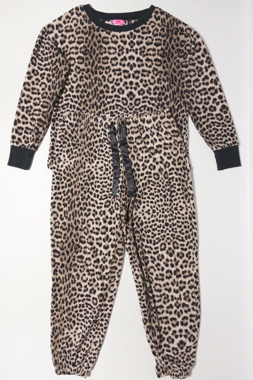 Betsey Johnson 2-Piece Leopard Print Pajama Set - Soft & Warm - Women Size L